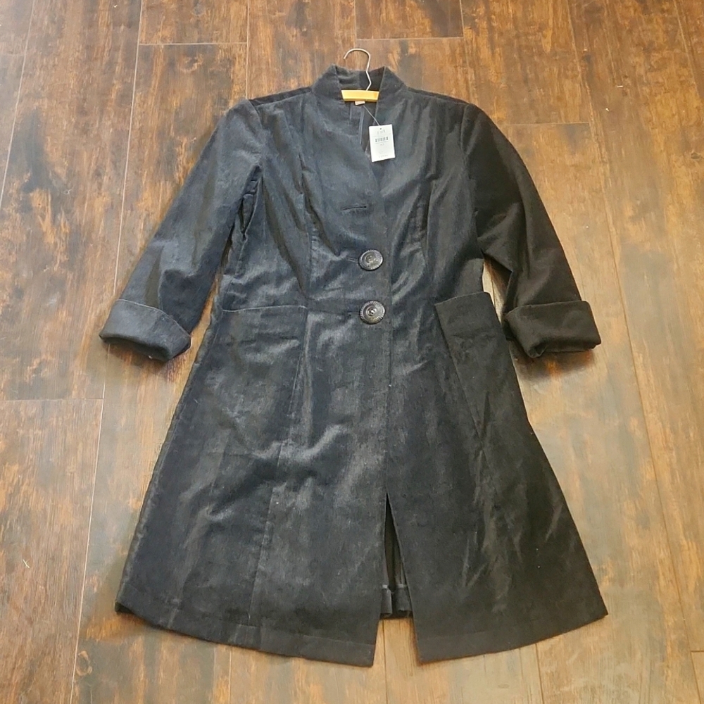 nwt J.JILL 3 button french cuff long jacket XS charcoal lightweight coat new